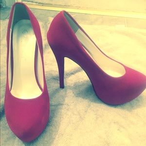 Velvet red stilettos