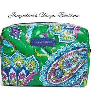 Vera Bradley Large Puffy Cosmetic Emerald Paisley