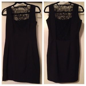 Zang Toi Black 100% Silk Lace Back Dress Size 8