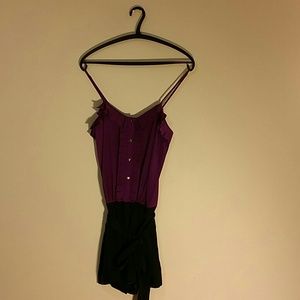 Express dressy romper, purple & dark blue, size xs