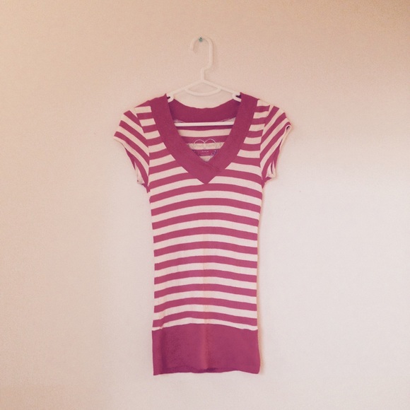 BUNDLE FOR $2 Hot Pink/White Stripped Tee