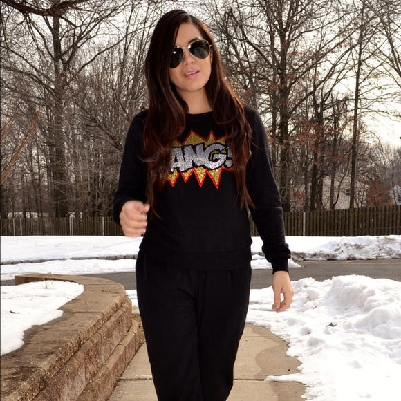 ❌Bundled❌Black Bang Crystal Rhinestone Sweater - Picture 2 of 4