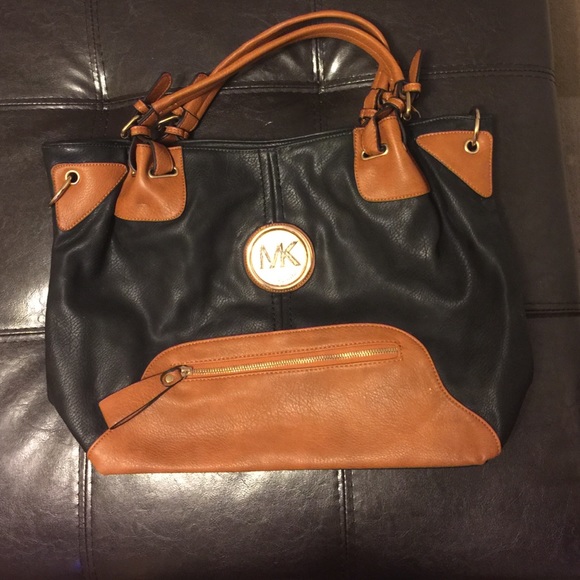 Black and camel color MK large tote bag