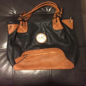 Black and camel color MK large tote bag