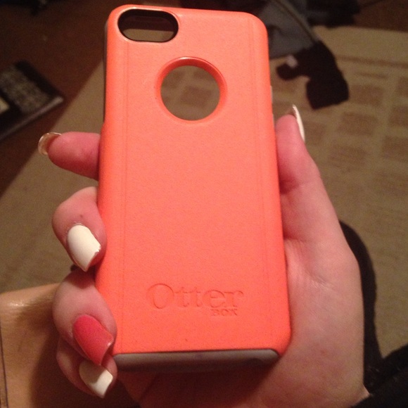 Otter box iPhone 5c salmon pink and grey liner