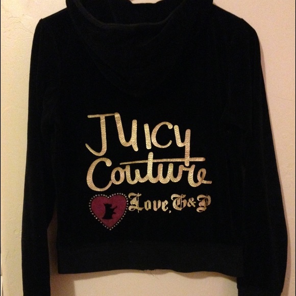 Black Juicy Couture Velour Zip-Up Hoodie - Picture 1 of 4