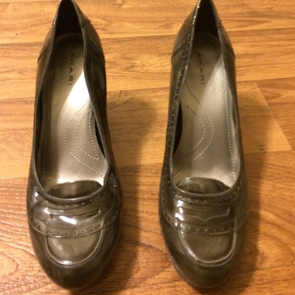 Gray/black heels
