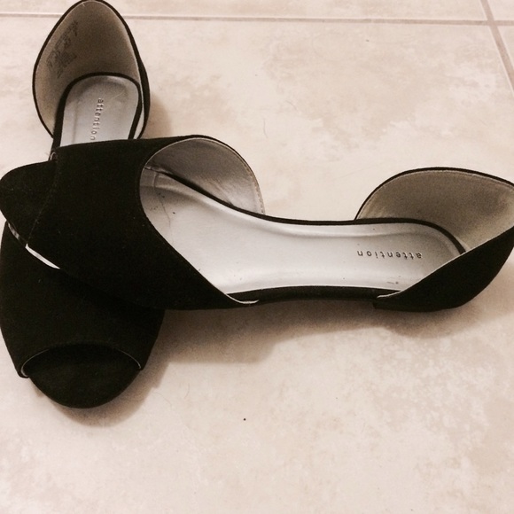 Black Peep Toe Ballet Flats