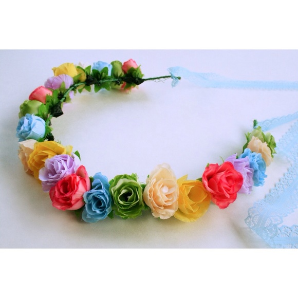 Rainbow Rose Flower Crown - Picture 1 of 1
