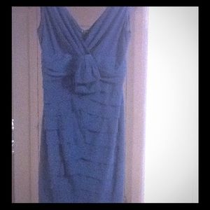 Knee length teal ruffle dress