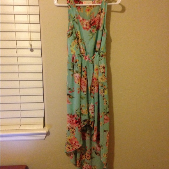 Mint Floral High Low Dress