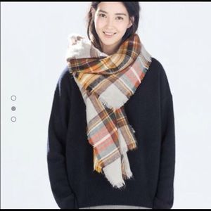 Authentic Zara checkered neutral scarf