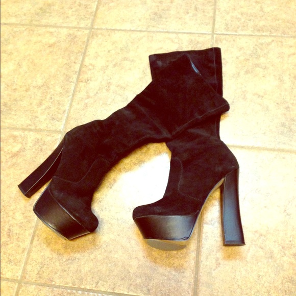 Knee high suede boots