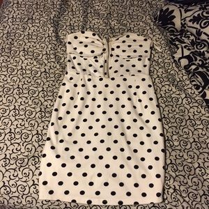 White with black polka dot dress