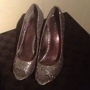 Nine West silver heels