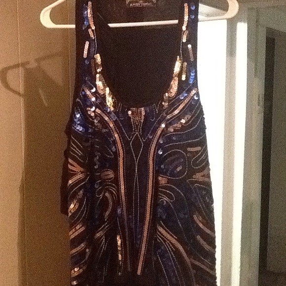 Blue and gold sparkle tank