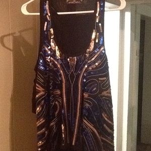 Blue and gold sparkle tank
