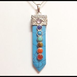 Turquoise Chakra Pendant Necklace Sterling Silver