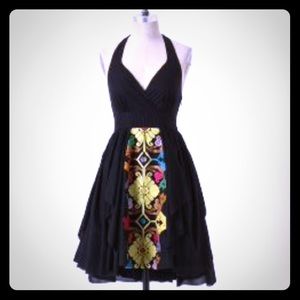 Beautiful Anthro Halter Dress w embroidery panel-6