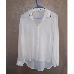White chiffon long-sleeve blouse