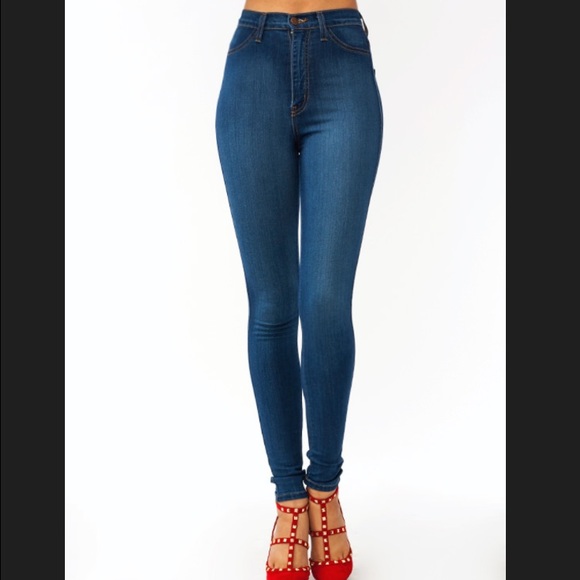 Denim plain high waisted jeans