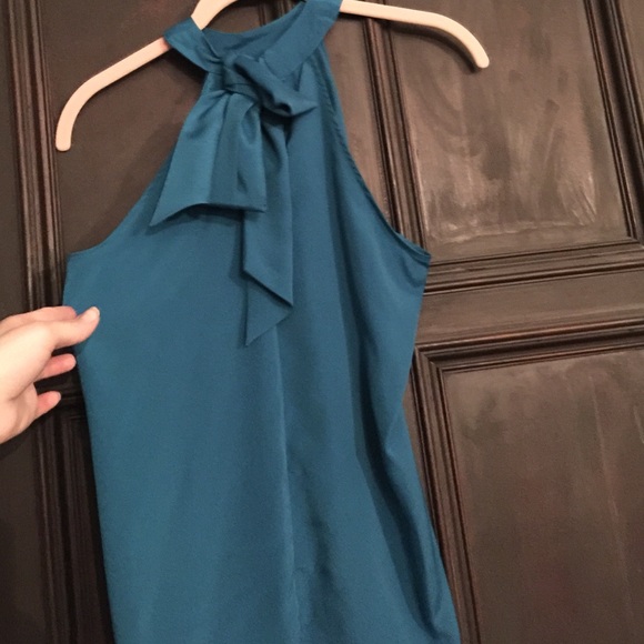 Teal silk halter top--work friendly! - Picture 3 of 3