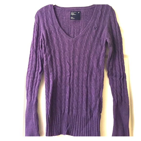 Purple American Eagle v-neck sweater