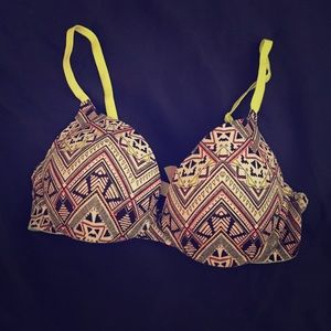 Tribal Print Pink Push Up Bra