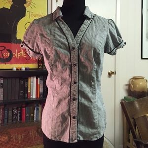 Black & White Pin-Stripe Button Down Dress Shirt