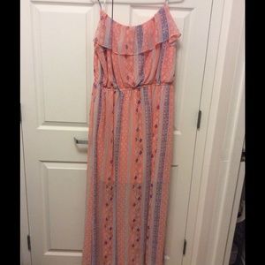 Foever 21 plus size peach and red maxi dress