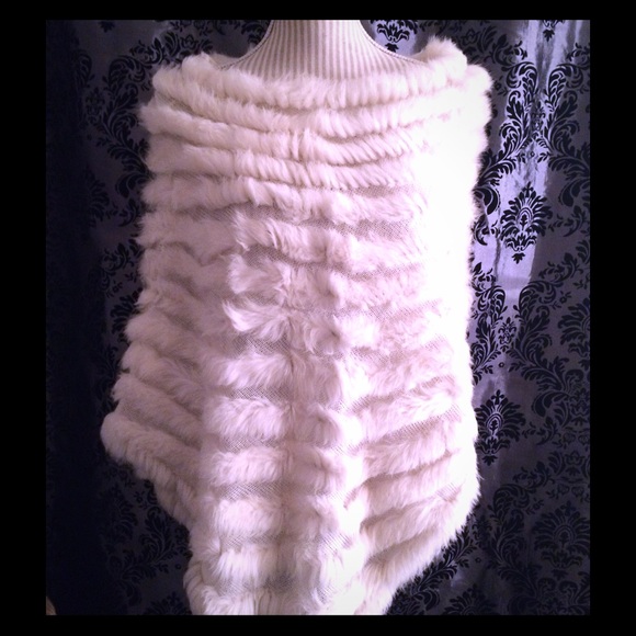 Textured fur poncho