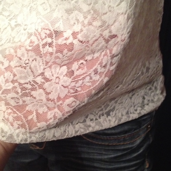 2 Left: White Lacy Crop Top (S, M) - Picture 4 of 4