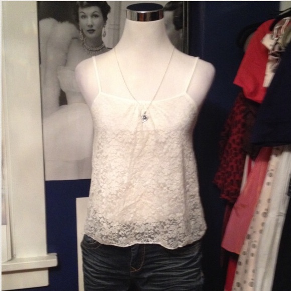 2 Left: White Lacy Crop Top (S, M) - Picture 3 of 4
