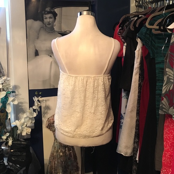 2 Left: White Lacy Crop Top (S, M) - Picture 2 of 4