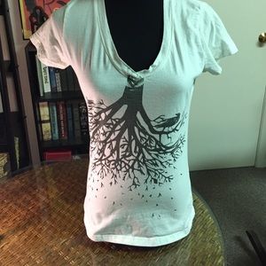 White Graphic V-Neck