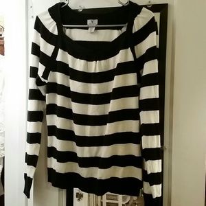 Black and white knit sweater