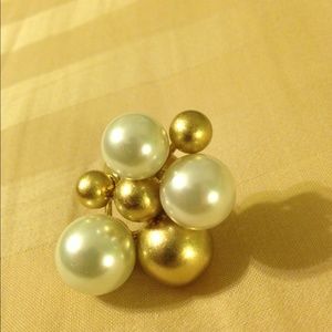 Gold and pearl ball ring