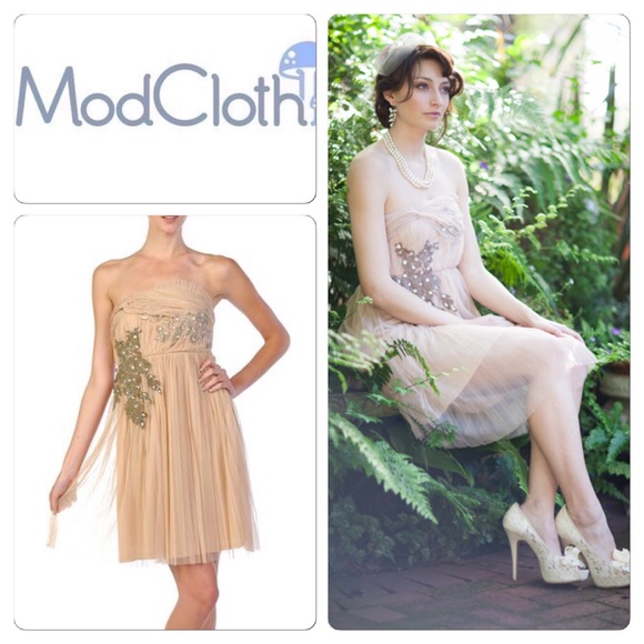 NEW Modcloth Ryu Strapless Mesh Dress - Picture 1 of 4
