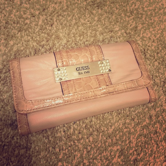 Guess pink diamond leather wallet
