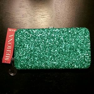 Green Glitter Clutch Wallet