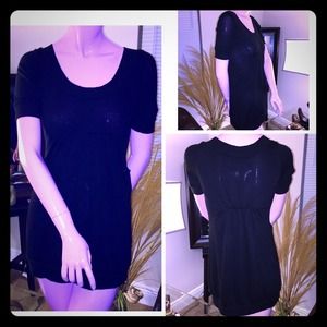 Black Cotton Blend Mini Sweater Dress Size: Small