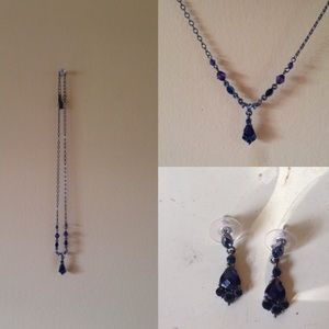 Deep Navy Necklace and Earring Set