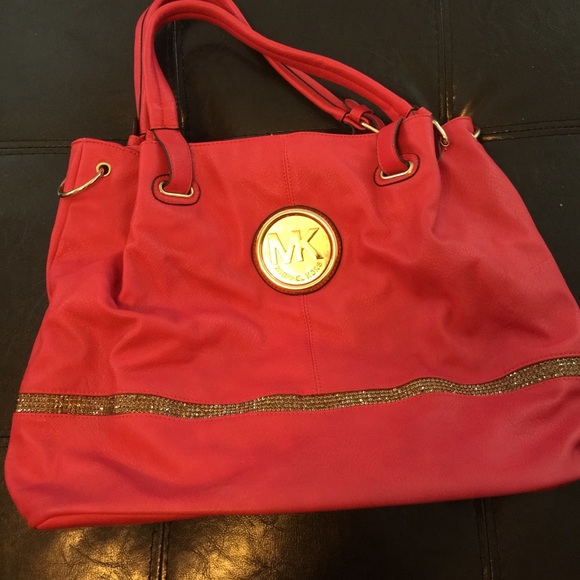 Fuschia hot pink MK tote handbag
