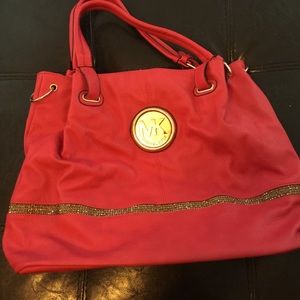 Fuschia hot pink MK tote handbag