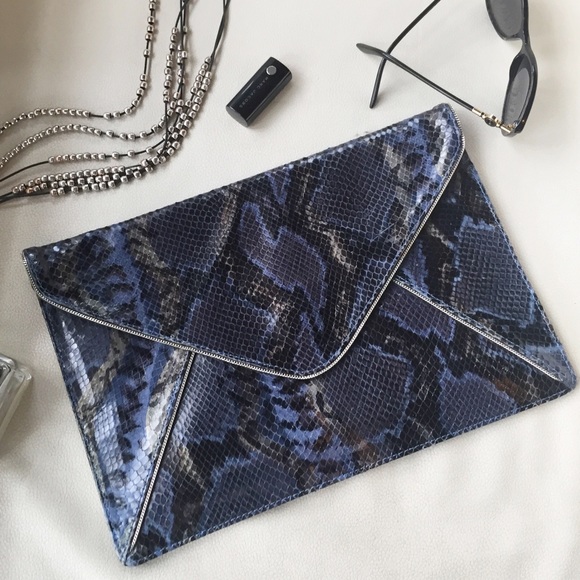 Blue Python Envelope Clutch