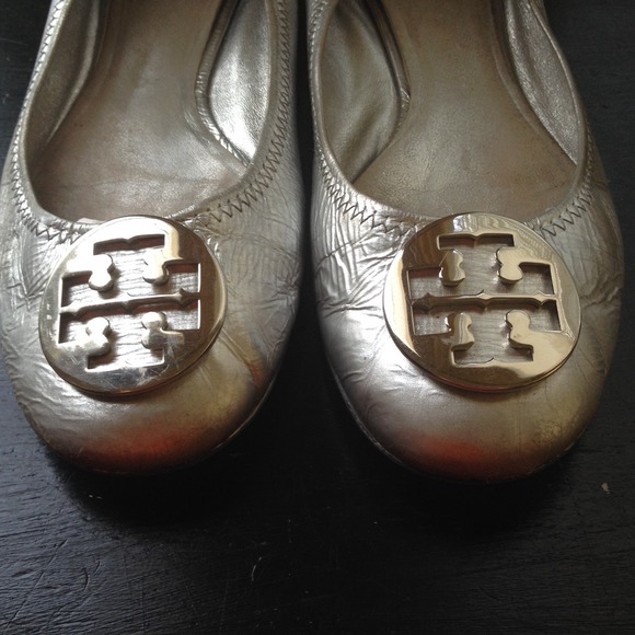 Authentic Silver Reva Tory Burch flats Size 12