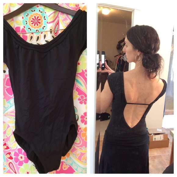 Tops - Black body suit with sexy low V back