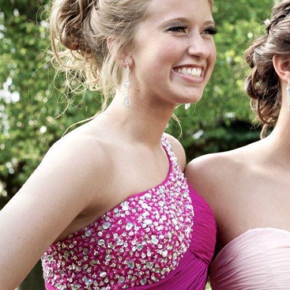 Chiffon One-Shouldered Prom Dress - Picture 1 of 4