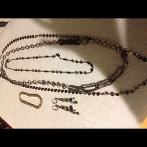 3 black necklaces, 1 pair of earrings & a bracelet