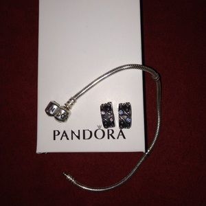 Authentic Pandora Bracelet 8.3 w/Tendril Clips